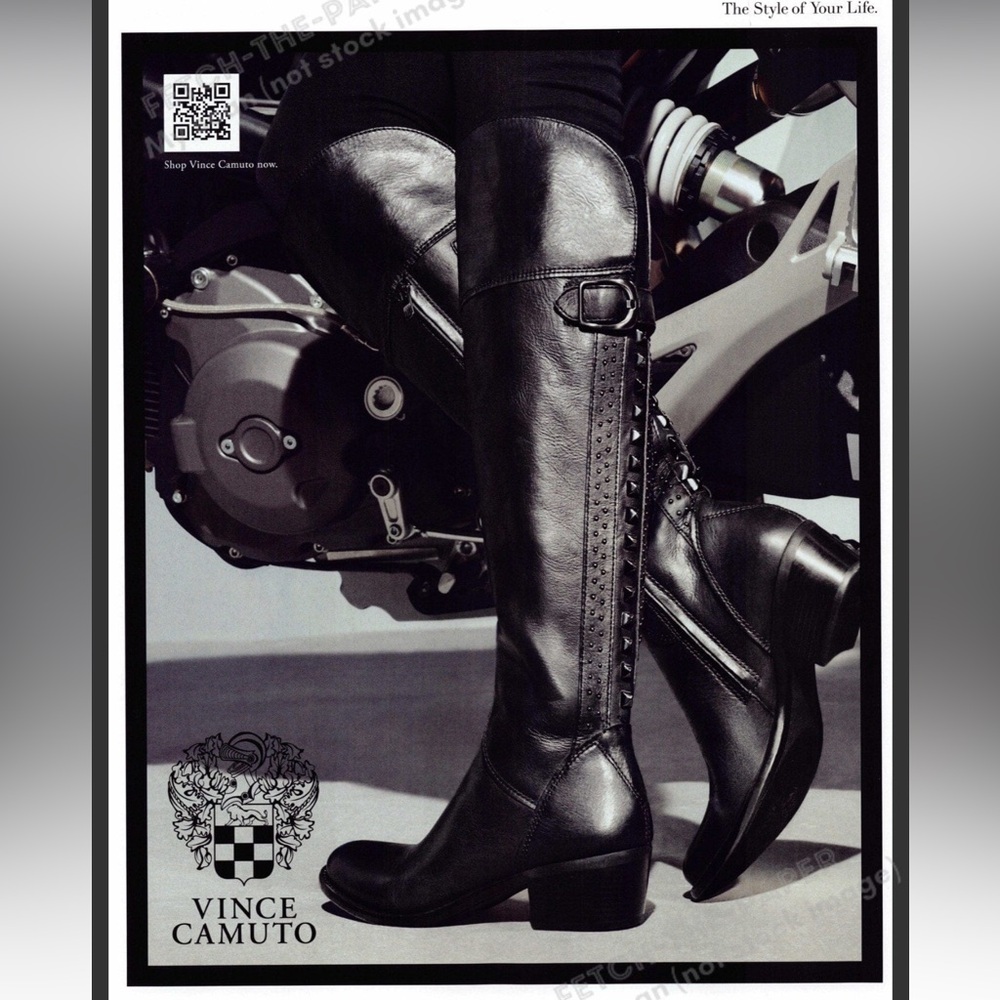 Vince Camuto Black 'Bilco' Studded Leather Knee-High Boots